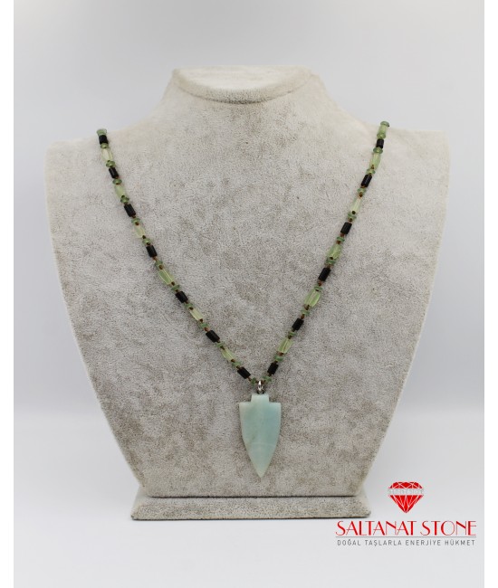 Yeşim Taşı ve Amazonit Taşlı Bayan Kolye - BSR02068BK