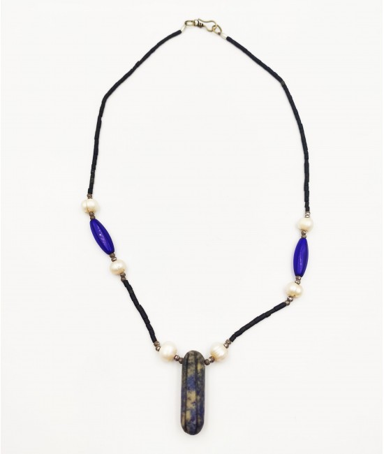 Yeşim, Lapis ve İnci Taşlı Bayan Kolye-BSR0017BKY