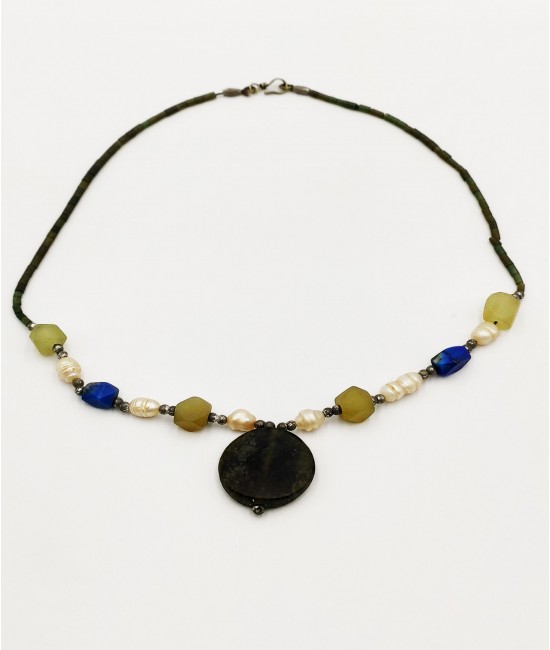 Yeşim, Lapis ve İnci Taşlı Bayan Kolye-BSR004BKY