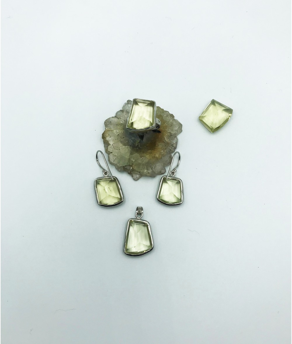 Limon Topaz Taşlı 925 Ayar Gümüş Doğaltaş Bayan Takı Seti-BSR0046TS Limon Topaz Taşlı 925 Ayar Gümüş Doğaltaş Bayan Takı Seti-BSR0046TS