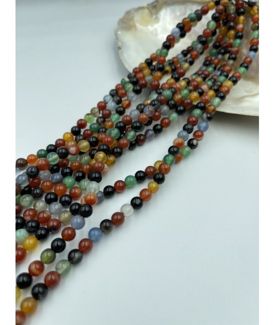 Akik Renkli 6mm Kapşon-BSR00318D