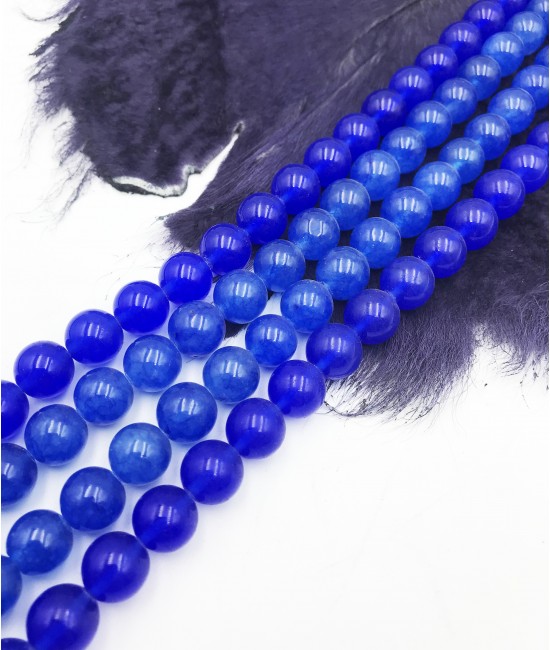 Jade Mavi 10mm  Düz Kesim Dizi Doğaltaş-BSR00120DY