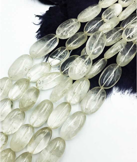 Kuvars Kristal Oval Düz Kesim Dizi Doğaltaş-BSR00131DY