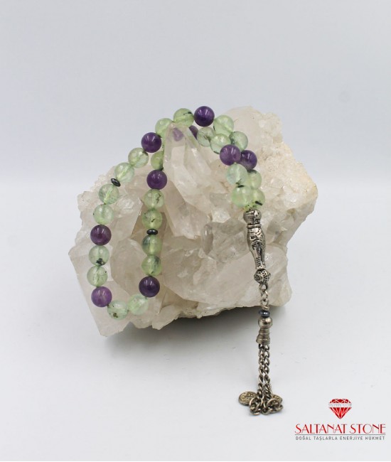 Prehnite ve Ametist Taşlı Tesbih - BSV01444T